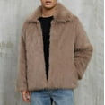 thumbnail image 5 of Mens Fleece Jackets Winter Coat for Men Mens Warm Faux Furry Long Coat Jacket Winter Solid-neck Outerwear, S-3XL, 5 of 9