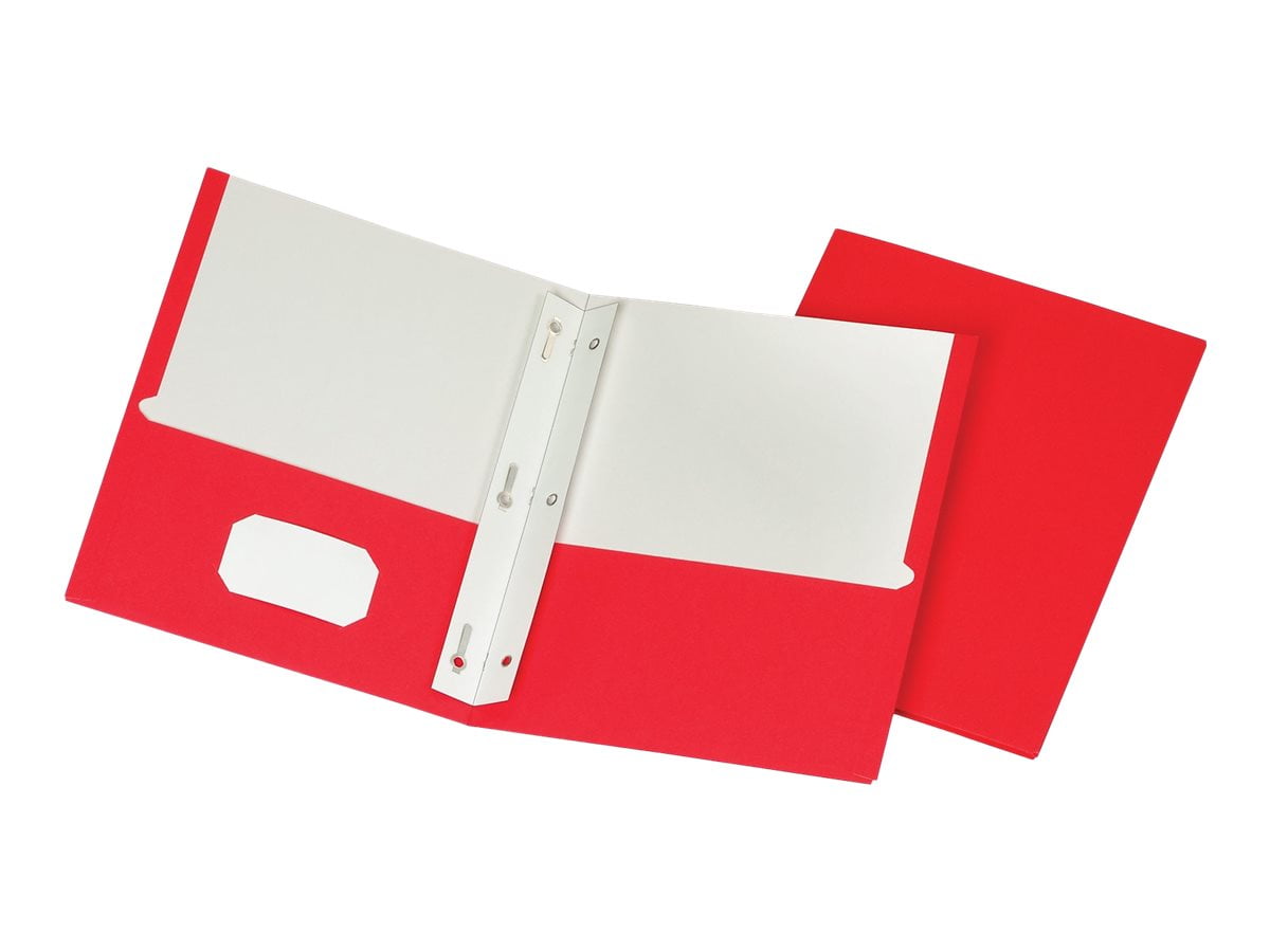 Staples School Grade 2 Pocket Folder with Fasteners Red 25/Box 578547