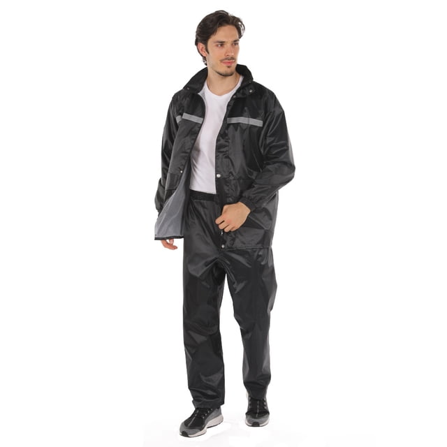Conjunto de chubasquero dividido, seguro de trabajo reflectante, impermeable, ligero, traje de montar, repartidor, unidad con capucha, impermeable, pantalones de lluvia Zefei Wu 9024735128571