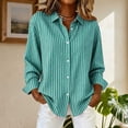 thumbnail image 5 of Craaazy Women's Striped Blouse Button Down Turn-Down Collar Long Sleeve Casual Top for Summer and Casual Outings Gifts, 5 of 5