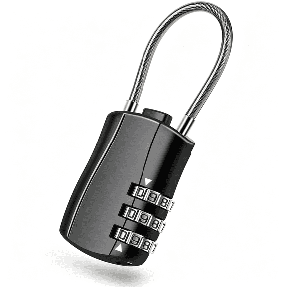 ZHZFKQ Tsa Approved Luggage Locks,Combination Travel Cable Lock,Re-Settable 3-Digit Padlocks with Alloy Body,Keyless Travel Sentry Accepted Padlock for Gym Locker,Golf Bag Case,Backpack-Black