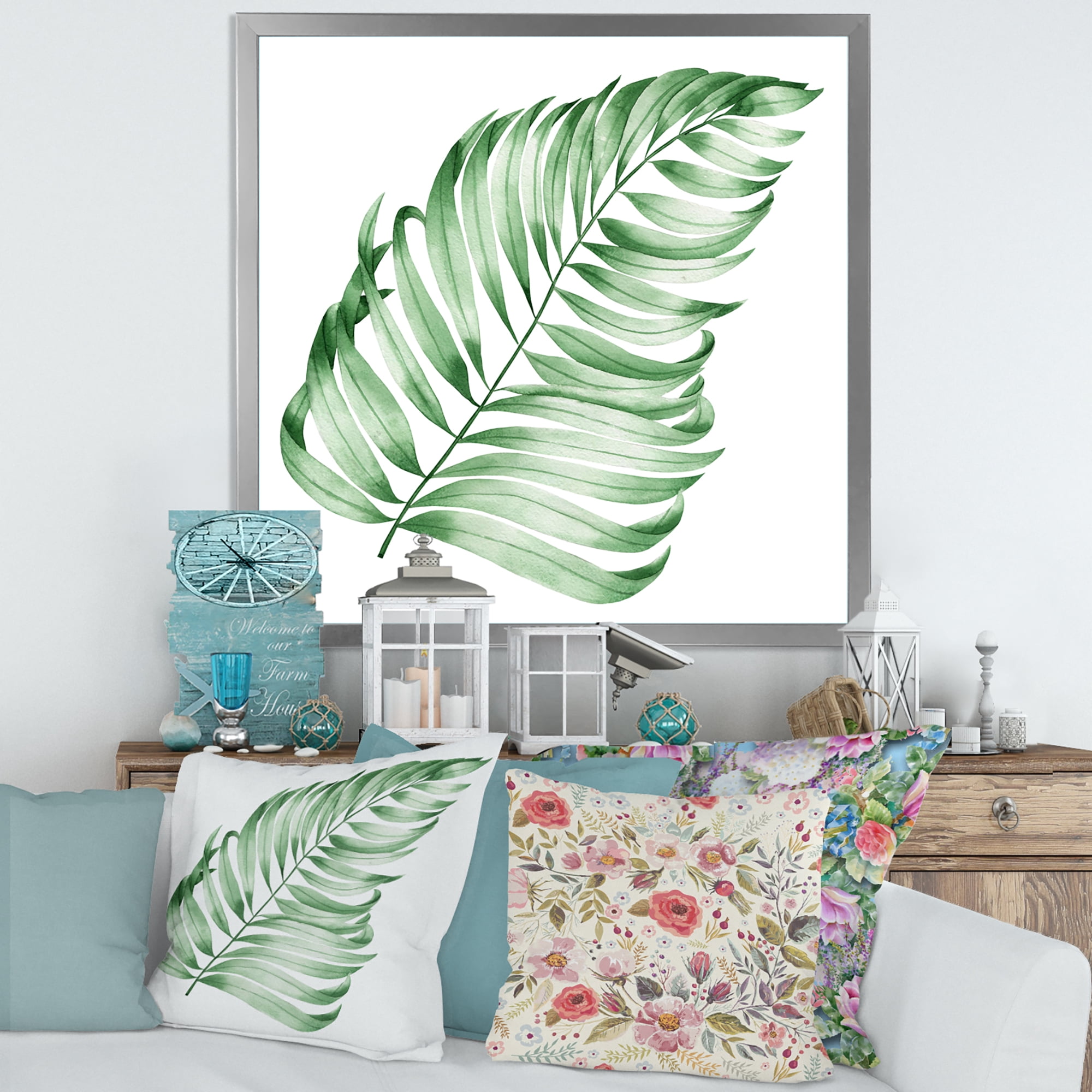 Designart 'Close Up Of Tropical Leaf Of Monstera II' Farmhouse Framed Art Print