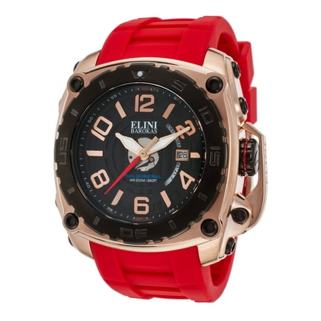 Elini Barokas 20009-Rg-01-Bb-Rds The General Red Silicone Black Dial & Bezel Rose-Tone Ss Watch