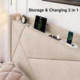 thumbnail image 5 of iPormis Full Bed Frame with Charging Station & Wingback Upholstered Headboard, Platform Bed with 4 Storage Drawers , Solid Wood Slats Support, No Box Spring Needed, Beige, 5 of 8