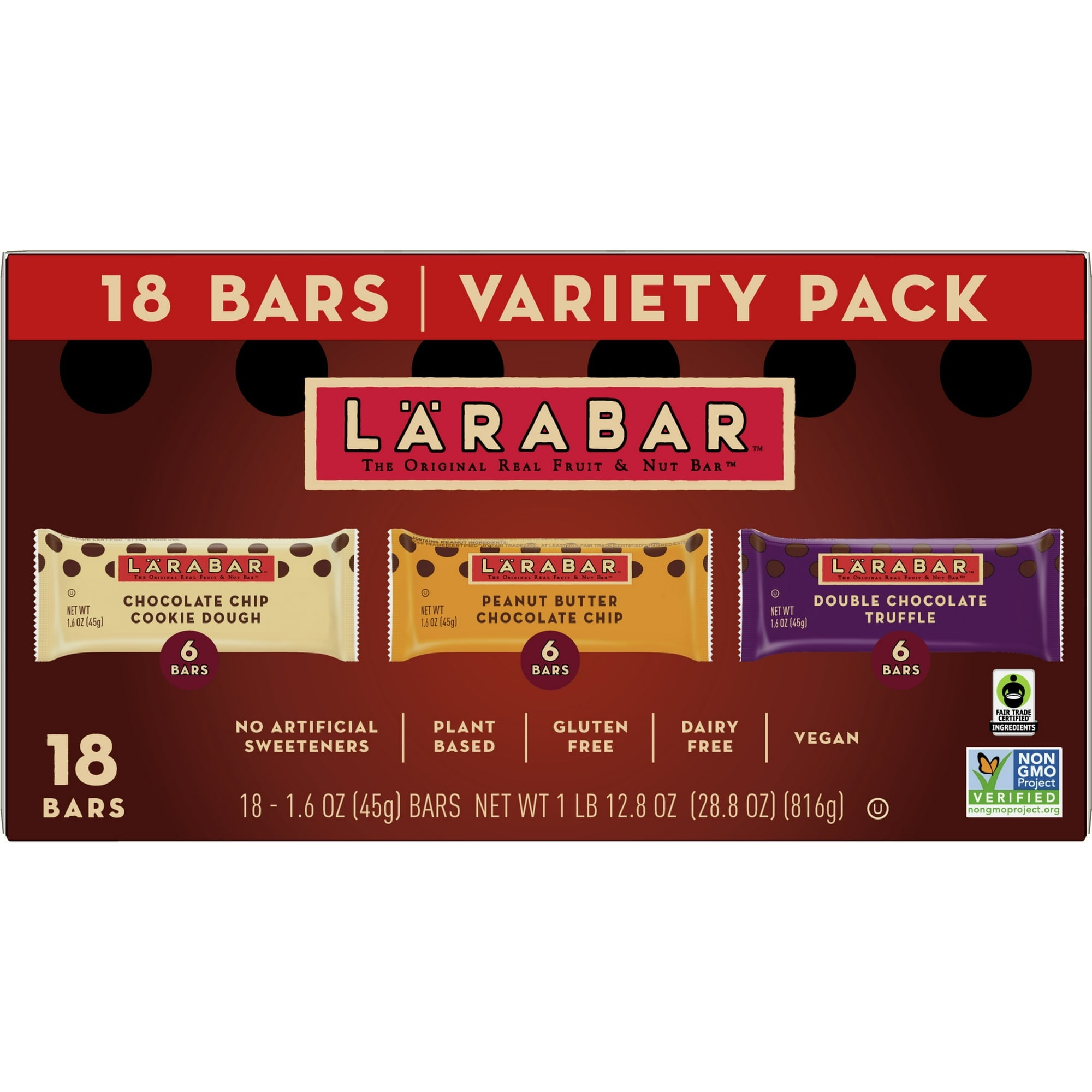 Larabar Chocolate Variety Pack, Gluten Free Vegan Fruit & Nut Bars, 18 Ct ( 2 Pack )