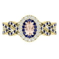 thumbnail image 2 of Dazzlingrock Collection 6X4mm Oval Morganite with Round Blue Sapphire & White Diamond Interweaving Double Halo Wedding Ring for Women in 10K Yellow Gold, Size 4.5, 2 of 6