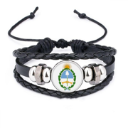 Buenos Aires Argentina National Emblem Bracelet Braided Leather Woven Rope Wristband