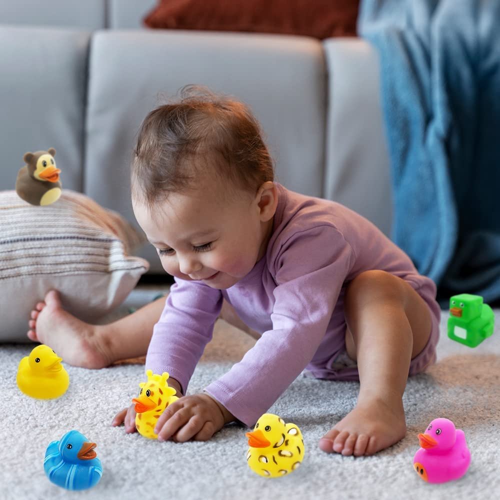ArtCreativity Bulk Assortment Rubber Duckies Set - 50-pack Assorted Mini Pool, Bathtub, Lake Toys & Party Favors