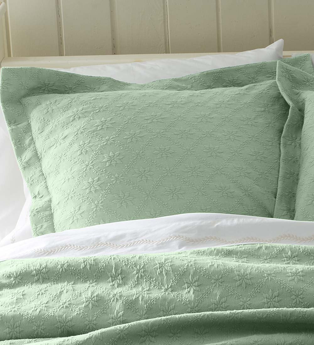 Marie Matelasse Stonewashed Pillow Sham, Standard Size, Green