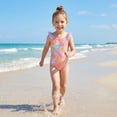 thumbnail image 2 of Girls One Piece Mermaid Scale Print Swimwear Bikini Colorful Bathing Suits Cute Princess Beach Swimsuit for Kids Girls 6T, 2 of 8