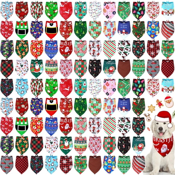 Bandanas Newwiee Christmas, 100 unidades, para mascotas, gatos y perros