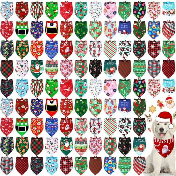 Bandanas Newwiee Christmas, 100 unidades, para mascotas, gatos y perros