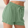thumbnail image 4 of Annhoo Boxers for Women Ruffled Plaid Cute Elastic High Waist Short Pants Comfy Bottoms Pajamas Shorts Sleepwear, 4 of 5