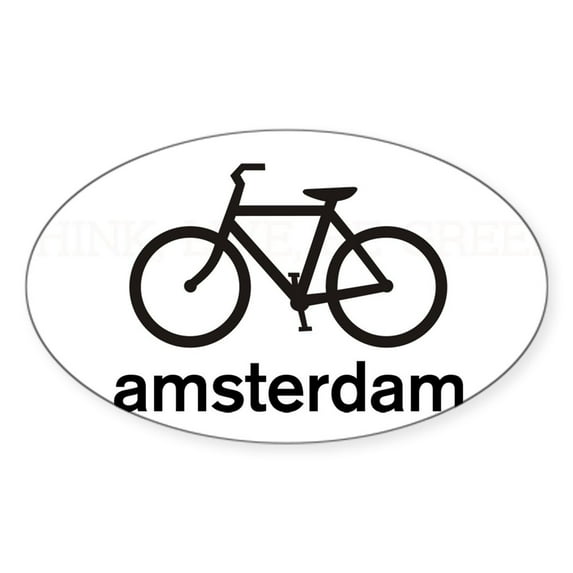 CafePress - Bike Amsterdam Oval Sticker - Sticker (Oval)