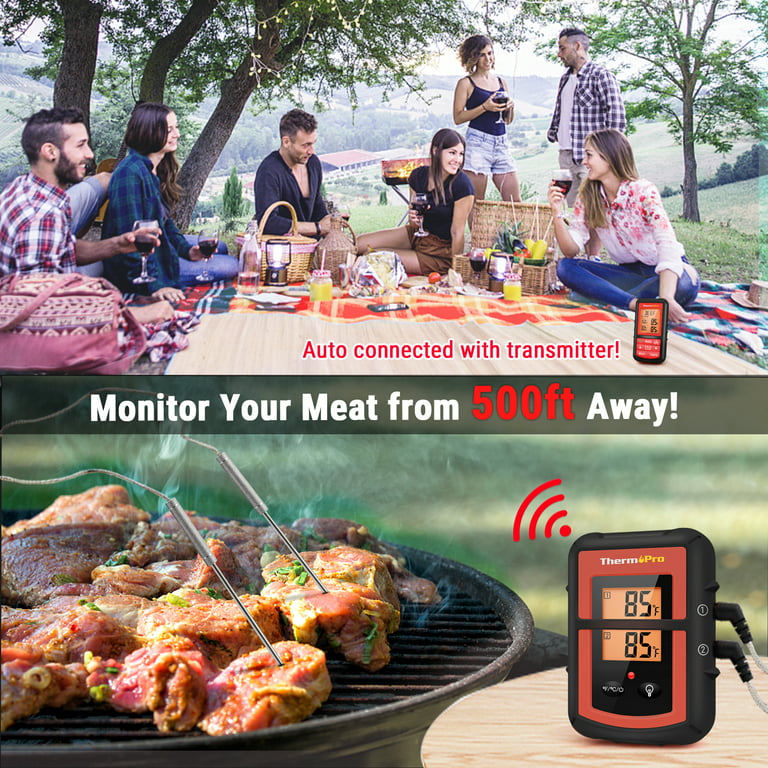 ThermoPro TP20BW Wireless Meat Thermometer with Dual Meat Probe