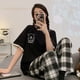 thumbnail image 1 of Conjunto de Pijama grande de manga corta para Mujer, ropa de dormir de punto de algodón con lunares, Pijama elegante para el hogar, 3XL, Verano, 1 of 4