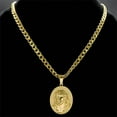 thumbnail image 4 of Crown of Thorns Jesus Men Necklace Hip Hop 14K Yellow Gold Christ Medal Pendant Religious Necklaces Jewelry, 4 of 5