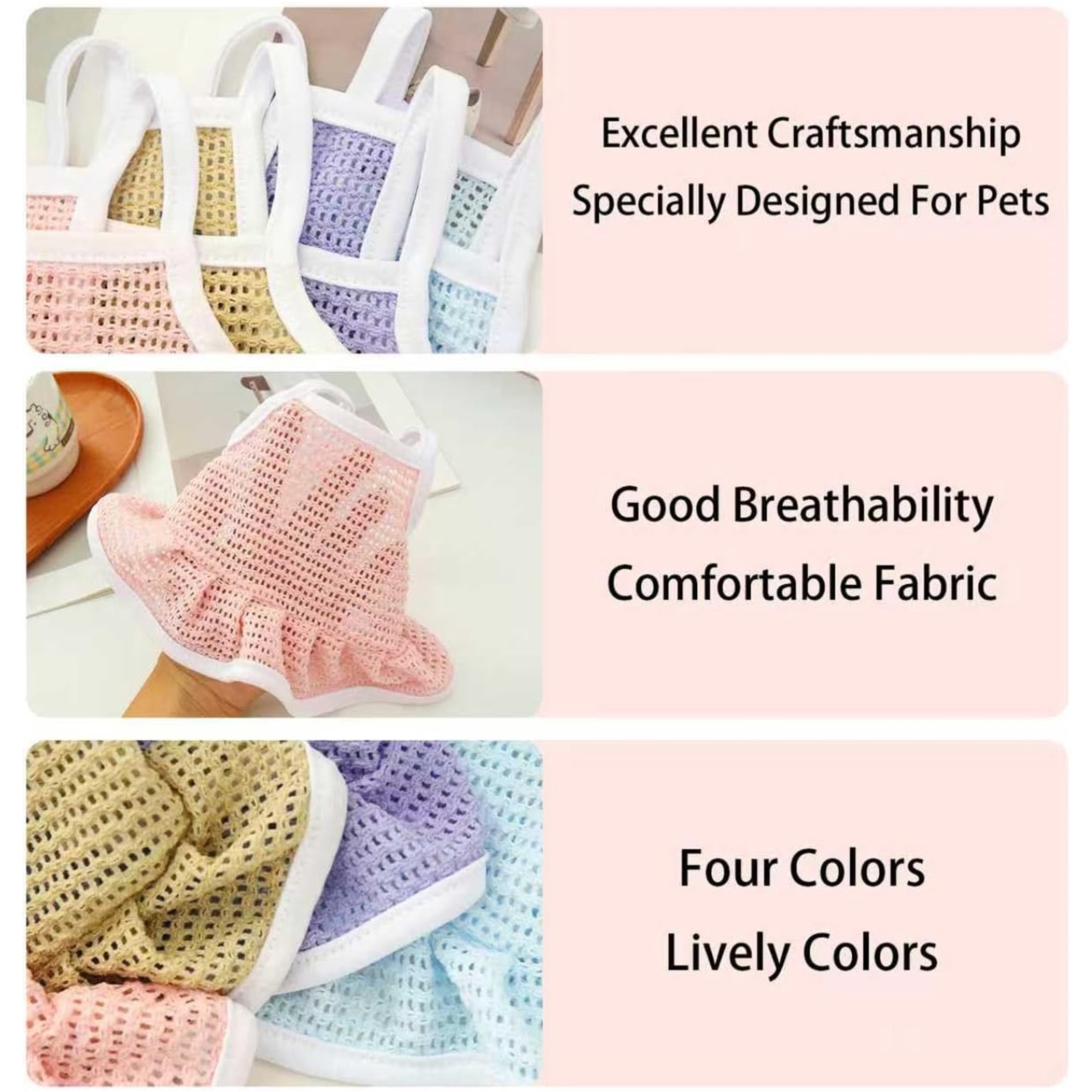 HQREA 4 Pieces Dog Dress for Small Dogs Girl Clothes Pet Pullover Vest Skirt Pet Shirt Outfits for Puppy Cats