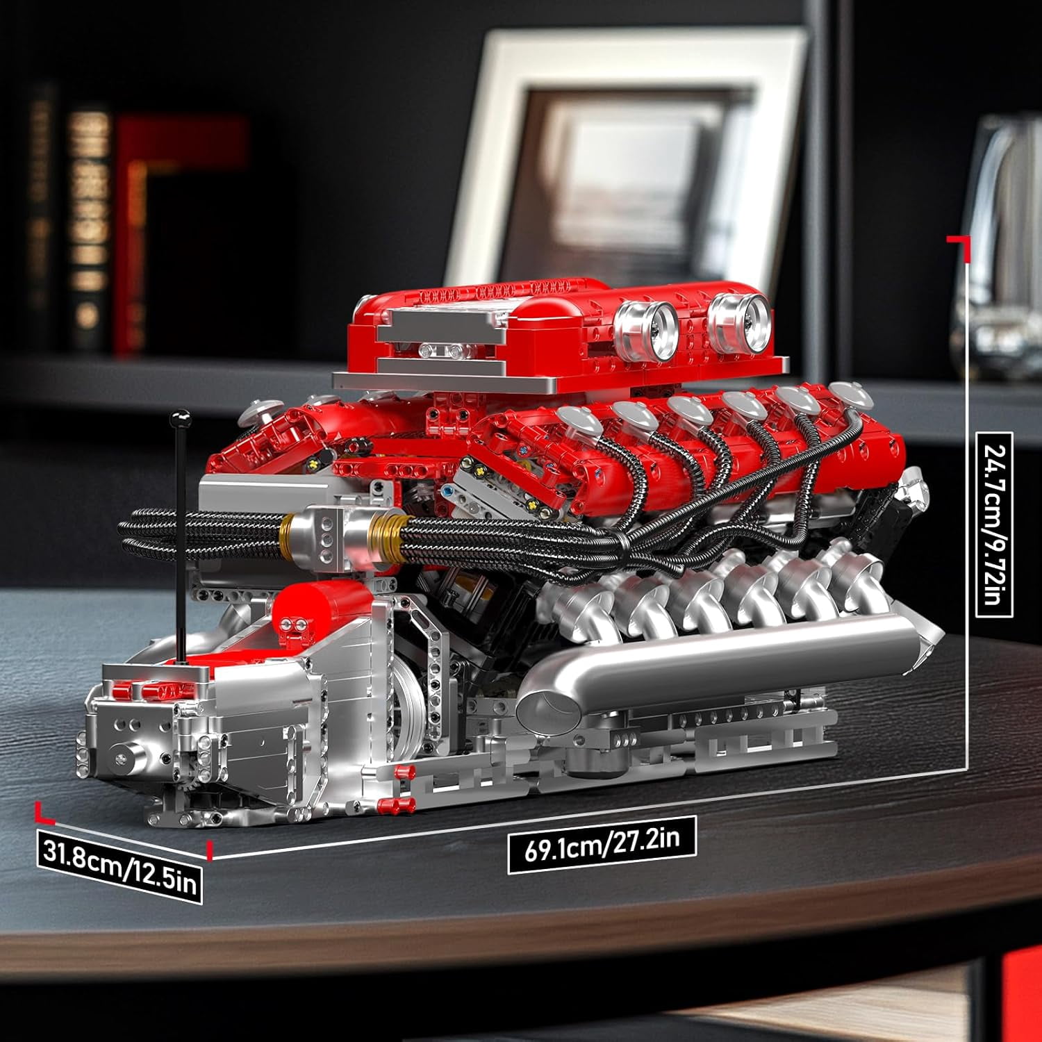 Engine Model Kit That Runs, MOC Engineering Model Building Kit with L Motor AA Battery Box, 3472 PCS STEM Engineering Building Blocks for Adults