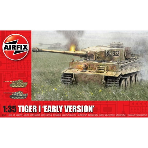 Level 3 Model Kit German Tiger I "Early Version" Tank with 2 Scheme Options 1/35 Plastic Model Kit by Airfix