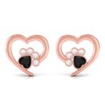 thumbnail image 3 of Rosec Jewels Black Onyx Paw Stud Earrings with Screw Back - AAA Quality - Heart Shape Black Onyx with Diamond - with Jewelry Box, 14K Rose Gold, 3 of 6