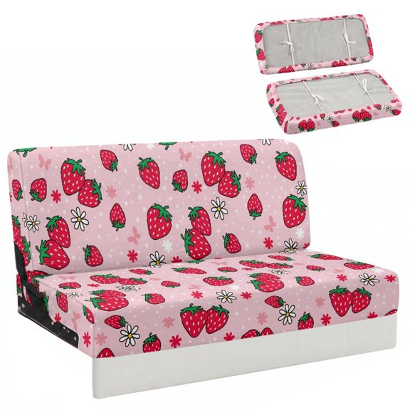 Chririnla Cozy RV Jackknife Sofa Cover Suitable for Camper Travel Trailer Furniture Protector Suitable for Sofa Bed, Strawberry Daisy Pattern