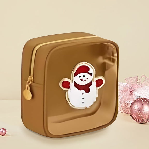 Christmas Mini Makeup Bag - Travel Cosmetic Pouch Portable Holiday Gift Bag Stocking Stuffer for Women