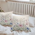 thumbnail image 5 of Farmhouse Watercolor Outdoor Pillow Covers Pack of 2 Wildflowers Plants Retro Linen Texture Waterproof Throw Pillow Covers Decorative Cushion Cases for Patio Garden Tent Balcony Couch 18x18 inch, 5 of 8