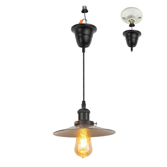 Kiven Farmhouse Pendant Light with E26 Screw-in Adapter, Exposed Ceiling Light to Pendant, Converts Bulb Socket to Pendant Light, Adjustable Height Renter-friendly Pendant Lighting TB2773SN