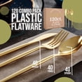 thumbnail image 3 of Crown Display Plastic Forks and Spoons 120 Combo Pack Gold Disposable Silverware Set, 3 of 5