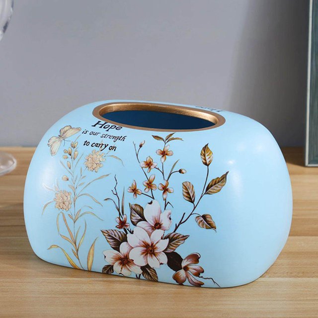 ziyahi Elegant Tissue Box Cover Organizer for Office Desk and Table Countertop Flower