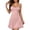 Pink, variant on RoamHome Women Ribbed Knit Lace Trim Cami Nightgown, V Neck Button Front Mini Slip Dress for Home Loungewear