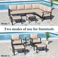 thumbnail image 4 of ALAULM Aluminum Patio Furniture Set with Propane Fire Pit Table 10-seat Metal Outdoor Furniture w/Swivel Chairs Patio Sectional w/5.1" Cushions for Patio, Backyard, Poolside-Black, 4 of 7