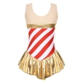 thumbnail image 5 of YONGHS Womens Christmas Candy Cane Striped Costume Ballet Dance Skating Leotard Dress Red M, 5 of 7