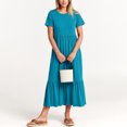 thumbnail image 2 of Valcatch Women Summer Casual Short Sleeve Crewneck A line Swing Flowy Tiered Shirt Maxi Beach Long Dress 2024 Trendy Outfits, 2 of 5