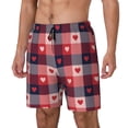 thumbnail image 2 of Balery Heart Plaid Mens Swim Trunks Swim Shorts for Men Quick Dry Inseam Beach Shorts with Compression Liner Pocket-Small, 2 of 9