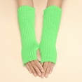 thumbnail image 2 of Mens Womens Gloves Winter Clothing Women Autumn And Winter Solid Color Multicolor Wool Long Striped Knit Half Finger Gloves, 2 of 4