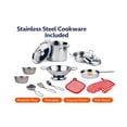 thumbnail image 5 of VALESSATI 31-Piece Kids Kitchen Play Set, Teal Carry Case, Toy Induction Burner & Play Food, Age 3+, 5 of 8
