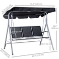 thumbnail image 3 of Outsunny 3-Seater Patio Swing, Outdoor Swing Chair, Black, 3 of 10