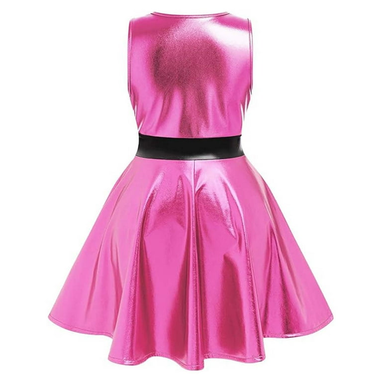 Tiijoy Girl Shiny Metallic Tank Party Dress Dance Performance Fit and Flare  Dress, Sizes 9-10 - Walmart.com