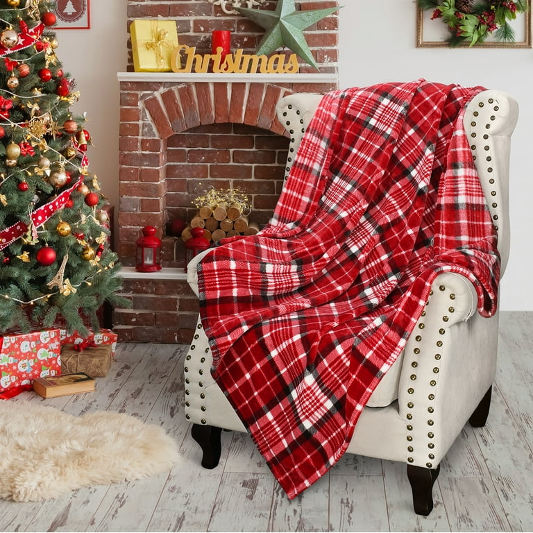 Tirrinia Red Buffalo Plaid Fleece Blanket TV Throw 50