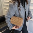thumbnail image 2 of Sywqhk Bolso De Hombro Con Solapa Y Cadena De Cuero Pu Para Mujer, Bolso Acolchado Con Hilo (Caqui) Sywqhk Para estrenar, 2 of 9