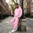 thumbnail image 6 of Delconic Mens Fleece Lined Hoodie and Jogger Set Casual Loose Fit Zip Front Hooded Sweatshirt and Drawstring Sweatpants Pink L, 6 of 7