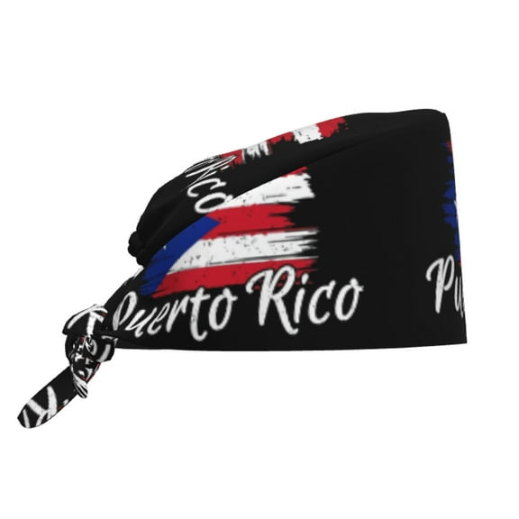 Working Cap Puerto Rico Flag Scrub Cap Unisex Surgical Cap Scrub Hat Breathable Headgear for Women/Men
