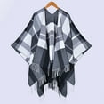 thumbnail image 2 of Gpaecead Unisex Scottish Plaid Cape - Classic Fringe Detail Oversized Shawl With Side Vents White, 2 of 4