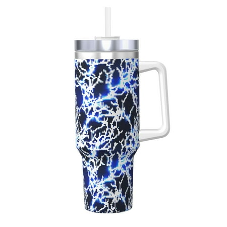 

Matuu Blue Lightning2 for 40OZ Ice Cup with Handle Durable Thermal Cups Keep Drinks Cold and Hot Insulated Car Mug with Lid