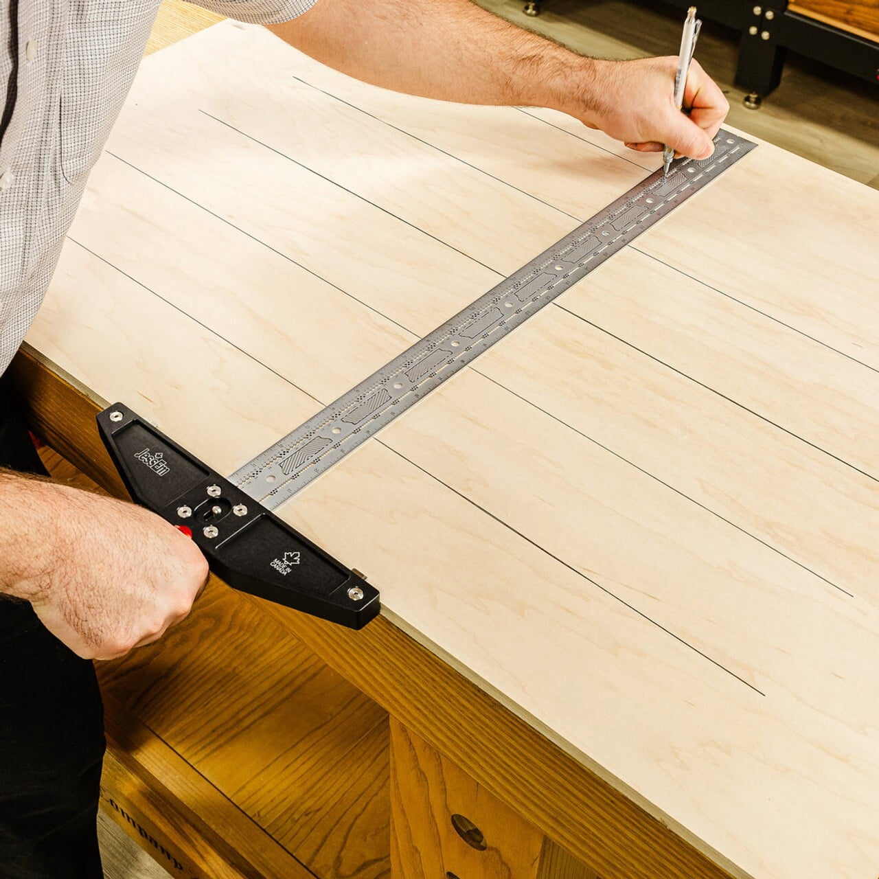 JessEm 07423 Claymore 24" Sword T-Square Stainless Steel Imperial and Metric Ruler