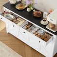 thumbnail image 7 of Homfa 55'' Kitchen Sideboard Buffet Cabinet, 4-Doors 2-Drawers Farmhouse Storage Cabinet with Adjustable Shelves, White & Black, 7 of 7
