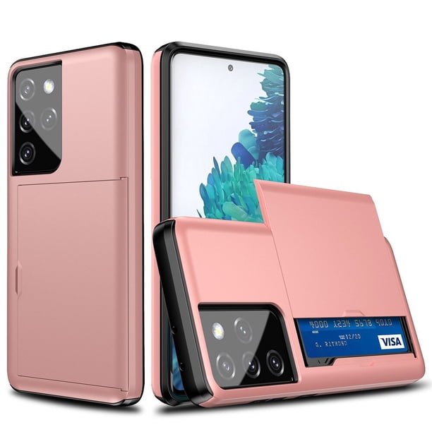 Funda deslizante con ranuras para tarjetas, carcasa con soporte para Samsung Galaxy S21, S22 Ultra, S20 FE, Note 20 Ultra, 10, 9, 8, S10, 5G, S9, S8 Plus, S10E, S21 + qiuyongming unisex