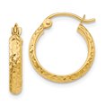 thumbnail image 1 of 14k Yellow Gold Diamond Cut 2.8x15mm Hoop Earrings Round, 1 of 8